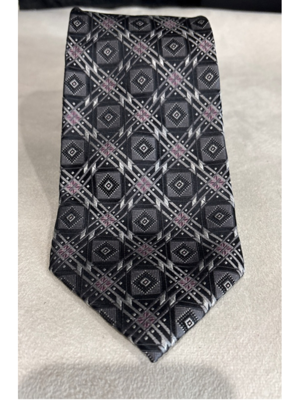 Men's Pronto Uomo Couture Black Silver Patterned Tie One Size